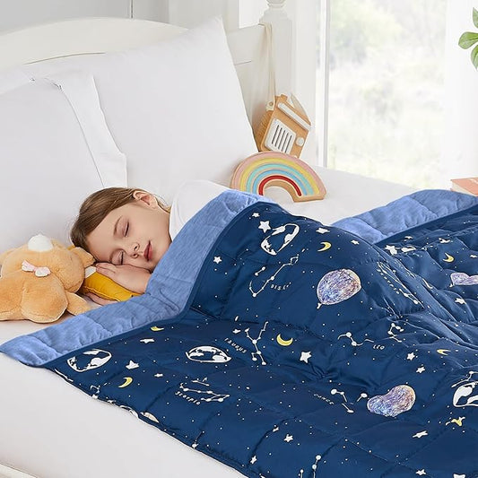 HOSUKKO Weighted Blanket - 5 lbs Cooling Navy Starry Sky Heavy Blanket - Small Size Breathable Blanket for Hot Sleepers(36 * 48 inches, 5 lbs)