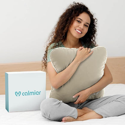 Calmier - 12 lb Sensory Weighted Pillow - Glass Bead Filled Hug Pillow - Ultra Plush Cozy Weight Sensory Pillows for Adults and Kids - Weighted Lap Pad (Tan- Minky, 12 LBS)