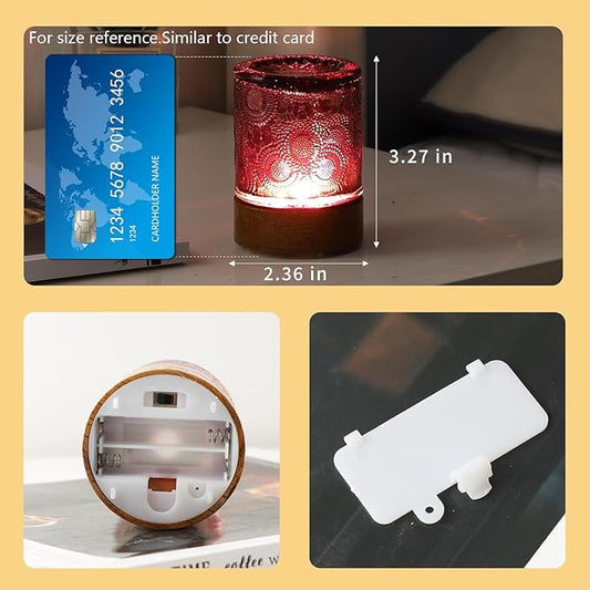 Mini Soft Warm Light Lamp Battery Operated Portable Night Light with Timer, Small Glass Vintage Dim Sleep Nightlights, Battery Powered Wireless Night Lights for Adults (1), Purple, M2-1-2