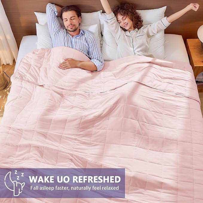 yescool Weighted Blanket for Adults (25 lbs, 88” x 104”, Pink) Cooling Heavy Blanket for Sleeping Perfect for 240-260 lbs, King Size Breathable Blanket with Premium Glass Bead