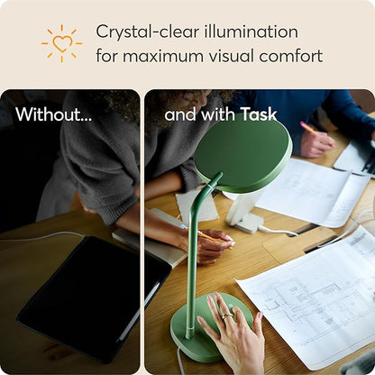 Lumie Task - 10,000 Lux Adjustable Bright Light Therapy Desk Lamp for Mood and Energy Boost and Winter Blues Relief, Crystal Clear Illumination and Maximum Visual Comfort - Sage Green