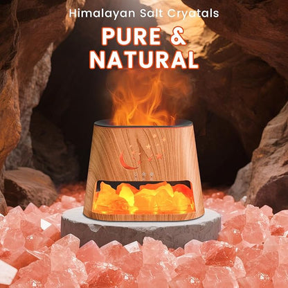 Essential Oil Diffuser : 260ml Aromatherapy Diffuser & Himalayan Salt Lamp with Remote Control & Timer,Cool Mist Humidifier with 8 Colors LED Lights & Auto-Off for Bedroom,Offce,Yoga Room(Wood Grain)