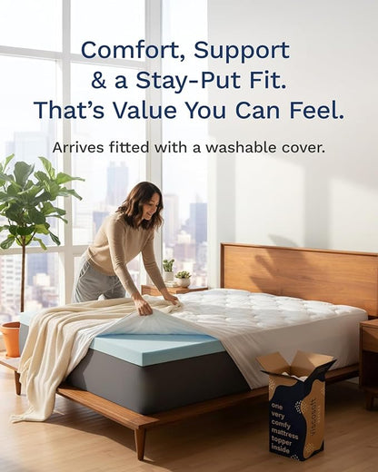 ViscoSoft 3-Inch Memory Foam Mattress Topper King – Reflex Cooling Gel Pad with Removable Washable Cover – CertiPUR-US & Oeko-TEX Certified