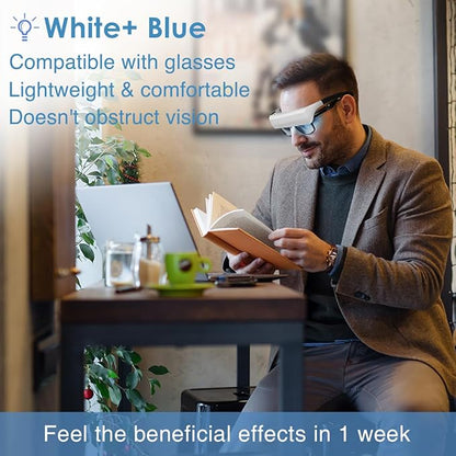 GentleGlow MEINNO Light Therapy Glasses, Blue-White UV-Free Light Therapy Lamp, Portable Daylight Lamp, Wearable Sunlight Lamp, Boost Energy, Relief for Sleep Problems, Jet Lag
