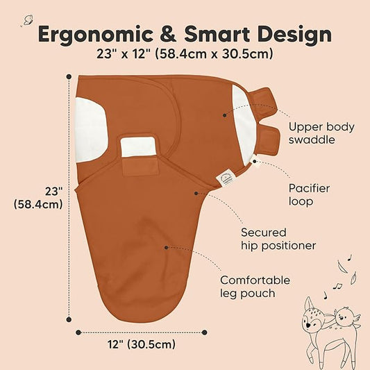 3-Pack Organic Baby Swaddle Sleep Sacks - Swaddles for Newborns, Infant 0-3 Months, Baby Girls, Boys, Soft & Snug Newborn Sleep Sack, Nursery Swaddling Blankets (Terracotta, OS)