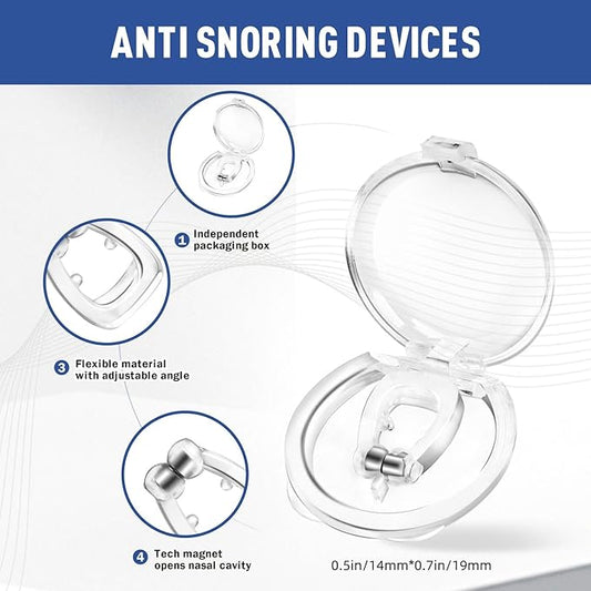 Anti Snoring Devices, Snore Stopper with Adjustable Magnet, Nasal Dilators Silicone Nose Clip Stop Snoring, Effective to Relieve Snoring, Snoring Solution for Comfortable and Quieter Sleep, M
