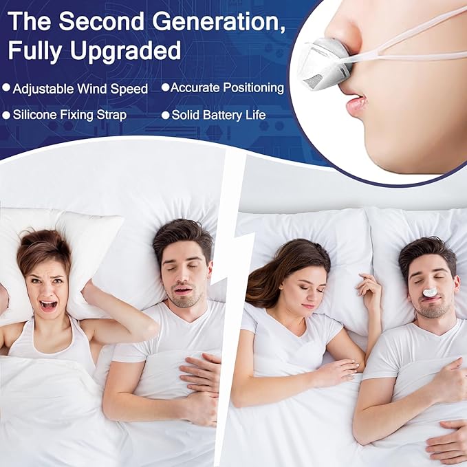 Electric Anti Snore Device, Adjustable Wind Speed Snoring Solution, Mini Anti Snoring Devices Nose Vents Plugs,Stop Snoring for Men & Women
