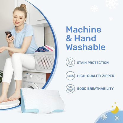 Derila Queen Size Cooling Pillowcase | Optimal Temperature Control for Your Memory Foam Pillow for Perfect Sleep. Quality Material White Pillowcase Pillows