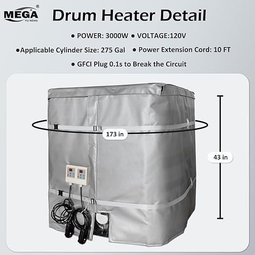 Bucket Heater for 275 Gal Barrel,Industrial Grade/Weather Resistant Drum Heating Blanket,Drum Heater with Temperature Controller 0-212℉,Insulated Bucket Warmer FCC/ULListed