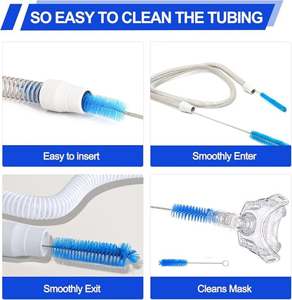 CPAP Cleaner and Hose Brush Kit Professional CPAP Cleaning Brushes Set with Flexible Hose Brush, Mask Brush and Adapter Brush, Safe Deep Clean for CPAP Machine Hose, Mask, Tube Connectors, Tank