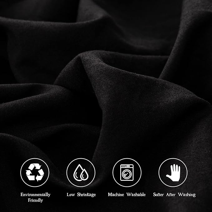 4 Piece Bed Sheet Set (Full,Black) 1 Flat Sheet,1 Fitted Sheet and 2 Pillow Cases,Brushed Microfiber Luxury Bedding with Deep Pockets