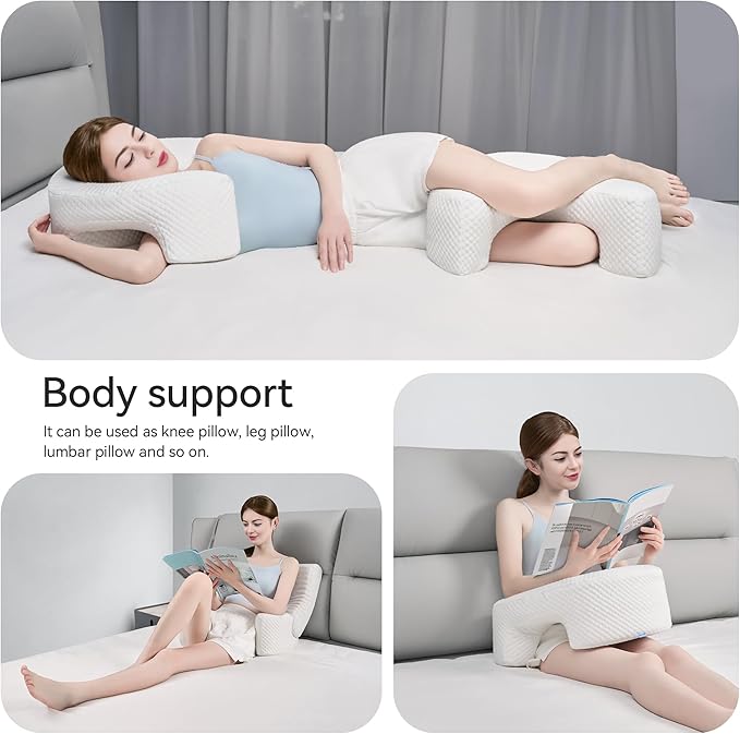 Side Sleeping Pillow with Arm Holes - Ergonomic Memory Foam Pillow for Cervical, Neck, Shoulder & Rotator Cuff Pain Relief - Ideal for Side Sleepers
