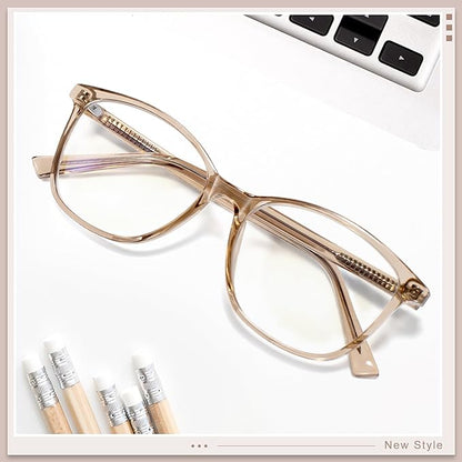 Madison Avenue Blue Light Blocking Glasses Anti Eyestrain UV Glare Blue Light Glasses for Women with Case, TV Phone Computer Gaming Eyeglasses (Coffee Brown)