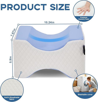 Side Sleeper Pillow, Knee Pillow for Side Sleepers, Sciatica Pain Relief Pillow, Memory Foam Leg Pillow for Back, Hip, Sciatica Pain Relief (Blue)-2PCS
