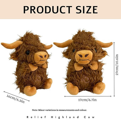 Anxiety Relief Koala Highland Cow, Breathing Teddy Anxiety Bear with Calming Music, Lights, Sleeping Otter Plush, Soothing Highland Cow for Adults & Kids, Stress Relief Stuffed Animal