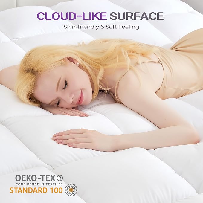 SINWEEK Dual Layer 5 Inch Memory Foam Mattress Topper Full Size, 3 Inch Gel Memory Foam Plus 2 Inch 1450 GSM Double Bed Pillow Top Mattress Pad Cover, White