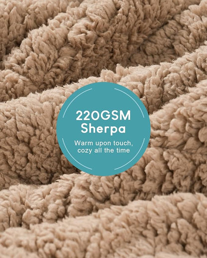 Cottonblue Jacquard Sherpa Weighted Blanket 20lbs for Adults- Soft, Warm, and Thickened Calm Blanket for Ultimate Comfort and Better Sleep, Heavy Weighted Blankets 60x80 Inches, Cream White