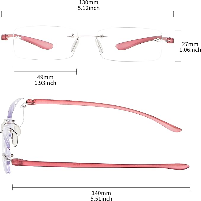 Bhigh 2 Pack Reading Glasses Blue Light Reading Glasses men's reading glasses for women Frameless Computer Reading Glasses