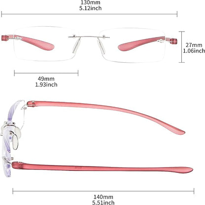 Bhigh 2 Pack Reading Glasses Blue Light Reading Glasses men's reading glasses for women Frameless Computer Reading Glasses