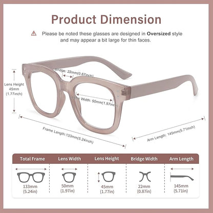 Madison Avenue Blue Light Blocking Glasses Oversized Fashion Blue Light Glasses for Women Anti Eyestrain & UV Protection Computer Eyeglasses (Milk Grey Brown)