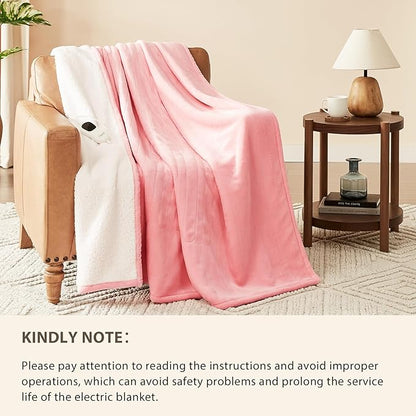 Homemate Electric Heated Blanket Full - 72"x84" Heating Blanket Full Size 1/2/4/6/8 Hours Auto-Off 10 Heat Level Over-Heat Protection Flannel Sherpa Big ETL Certification