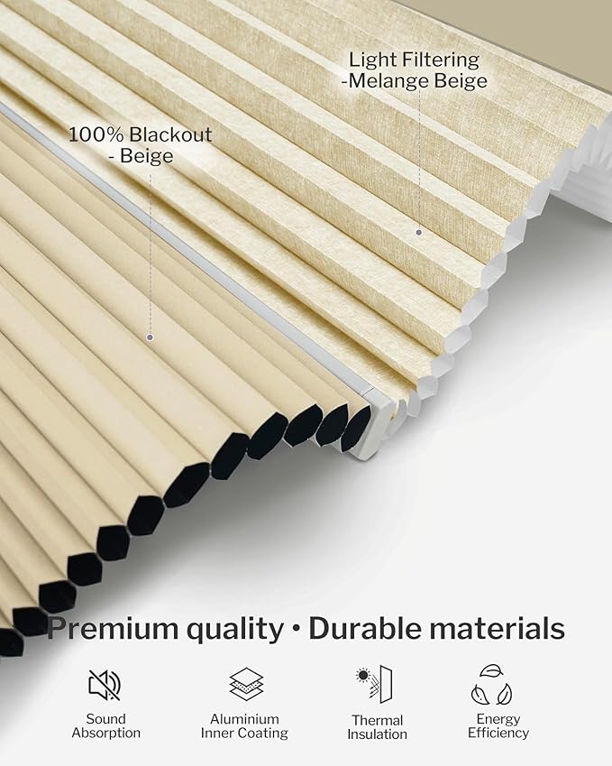 Graywind Motorized Day Night Cellular Shades with Remote, Smart Honeycomb Blinds Compatible with Alexa & Google Home, Custom Size Blackout/Privacy for Bedroom, Living Room & Home Office, Off White