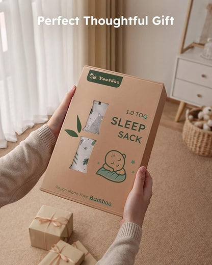 Yoofoss Rayon Made from Bamboo Baby Sleep Sack 0-6 Months 1.0 Tog Baby Wearable Blanket, Super Soft Infant Toddler Sleeping Sack 2-Way Zipper