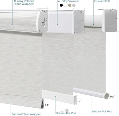 Motorized 100% Blackout Roller Shades – Custom Smart Blinds with Remote Control, Rechargeable Battery or Plug-in Motor, Tuya WiFi Optional, Home & Office Automatic Window Shades (Gray/CH9393)