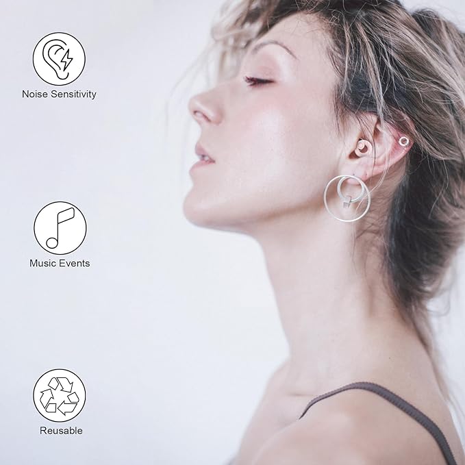 Ear Plugs for Noise Cancelling Ear Protection EarPlugs for Sleep,Concerts,Work,Study,8 Size Eartips with Small Box,Perfect -30dB Silicone Earplugs for Noise Reduction