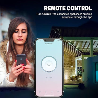 Smart Light Switch, Single Pole 2.4Ghz Wi-Fi, Work with Alexa and Google Assistant for Voice Control, Smart Life/Tuya APP Remote Control, No Hub Required, Need Neutral Wire, 10A, ETL & FCC