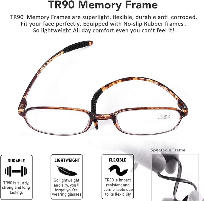 AQWANO 2 Pack Blue Light Blocking Computer Reading Glasses UV400 Protection Flexible TR90 Frame Lightweight Readers Glasses for Women Men, 3.5