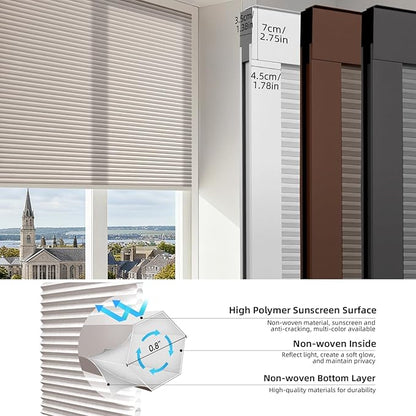 ZSTARR Motorized Skylight Shades Blackout Cellular Honeycomb Electric Blinds with Solar Panel Cordless Rechargeable with Remote for Roof and Slanted Windows Custom Size (LF Mercury Ash)