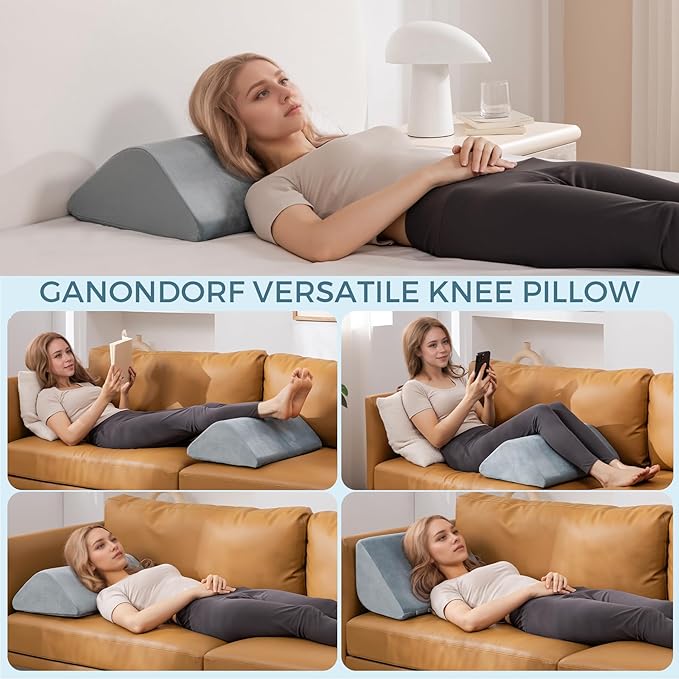 Knee Wedge Pillow 6.3'' for Post-Surgery Recovery-Leg Elevation Support for Sleep Position, Alleviating Lower Back & Hip Pain Enhancing Circulation in Ankles Legs Triangle Pillow with Removable Cover