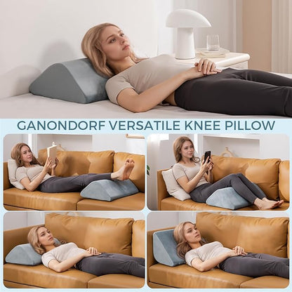 Knee Wedge Pillow 6.3'' for Post-Surgery Recovery-Leg Elevation Support for Sleep Position, Alleviating Lower Back & Hip Pain Enhancing Circulation in Ankles Legs Triangle Pillow with Removable Cover