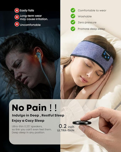 Sleep Headphones Headband Bluetooth 5.4 - Comfortable Wireless Headphones with Ultra-Thin HD Speakers for Travel, Yoga, Running, Insomnia Relief