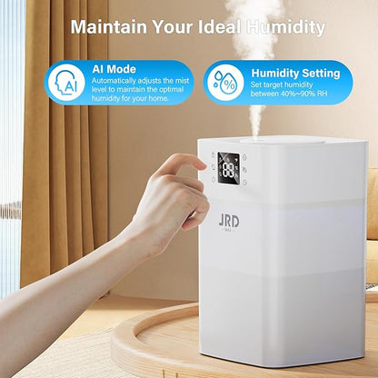 JRD Humidifiers 4L for Bedroom, Cool Mist Humidifier for Large Room, 40H Runtime, Night Light, 360° Nozzlefor Home, Office, Baby Nursery, Plants