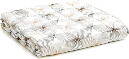 YnM Cooling Weighted Blanket — 100% Cooling Oeko-Tex Certified Material with Premium Glass Beads (Khaki Flower, 60''x80'' 15lbs), Suit for One Person(~190lb) Use on Queen/King Bed