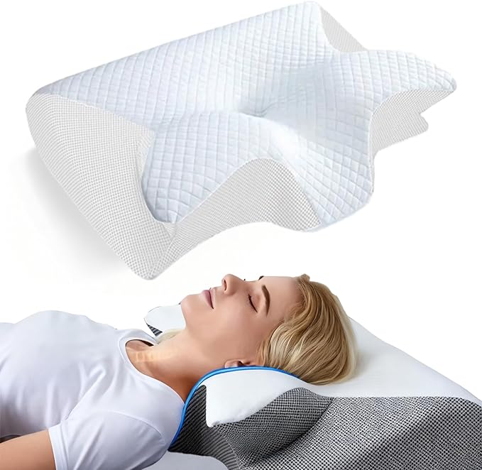 Sleep Apnea Relief Pillow, Airway Pro Cervical Pillow, Ergonomic Adjustable Neck Support Memory Foam Orthopedic Deep Sleep Pillows, Suitable for Side, Back, and Stomach Sleepers