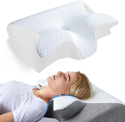 Sleep Apnea Relief Pillow, Airway Pro Cervical Pillow, Ergonomic Adjustable Neck Support Memory Foam Orthopedic Deep Sleep Pillows, Suitable for Side, Back, and Stomach Sleepers