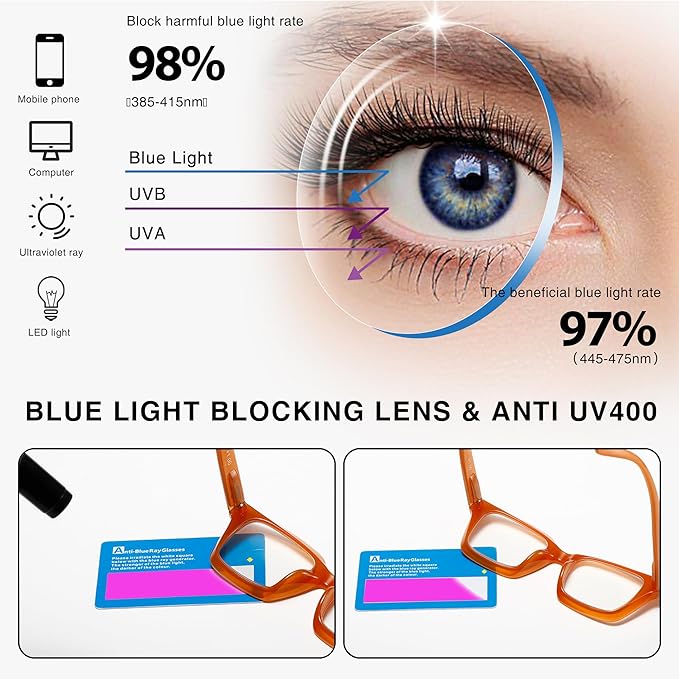 Readers for Women Oprah Style Square Reading Glasses with Spring Hinge Blue Light Blocking for Men Ladies