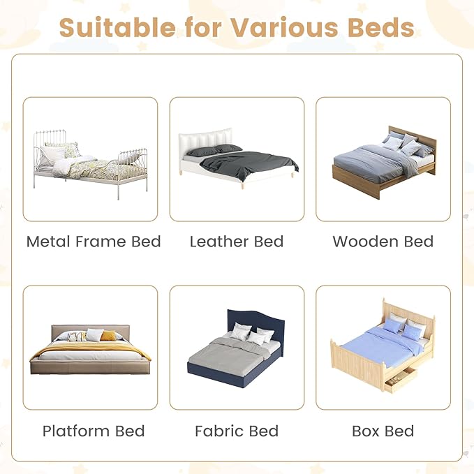 HONEY JOY Bed Rail for Toddlers, Extra Long, Foldable Portable Swing Down Safety Bed Guard Rail, Toddler Bed Rails for Crib, King Queen Full Twin Size Bed Mattress (Light Gray, 2 Pack, 71 Inch)