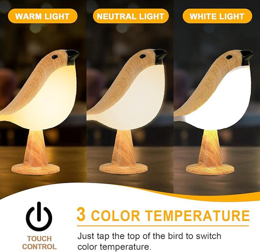 2Pack Cute Bird Table Lamp, Touch Control/Dimmable Brightness/3 Color Temperature/Cordless Desk Lamp Bedside Lamps for Nightstand, Bedroom, Small Space, Decoration