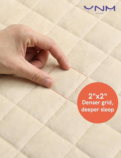 YnM Ultra-Soft Weighted Blanket, Fluffy Bubble Cuddle Heavy Bed Blanket, Plush Faux Fur Big Comforter, Soft & Warm Home Decor Piece (Tie-dye Khaki, 90''x90'' 15lbs, Full/Queen)