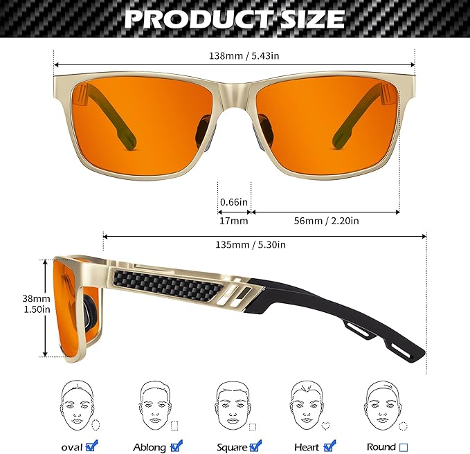 ANYLUV Gaming Glasses for Men Anti Blue Light Computer Glasses Rectangle Al-Mg Metal UV400 Mens Blue Light Filter Eyeglasses