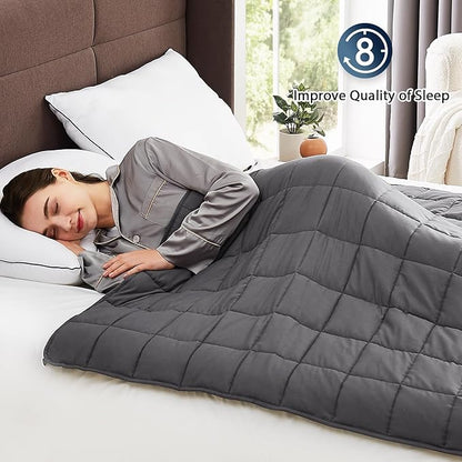 CuteKing Weighted Blanket for Adults (20lbs, 60"x80", Grey) Heavy Blanket for 180-190lbs, Weighted Blanket for Cooling & Heating with Premium Glass Beads, Soft Thick Blanket for Adult All-S