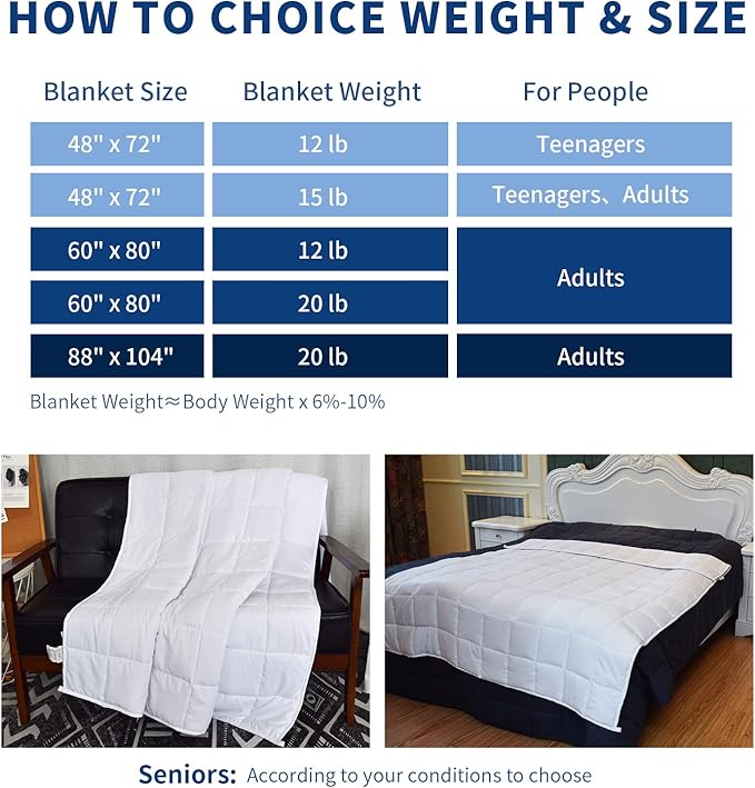 Weighted Blanket 12lbs Queen Size White 60"x80" Weighted Blankets for Adults Heavy Blanket are Comfortable and Cozy