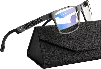 ANYLUV Blue Light Blocking Glasses Men Computer Gaming Glasses Lightweight Al-Mg Metal Anti Eyestrain Eye Protection