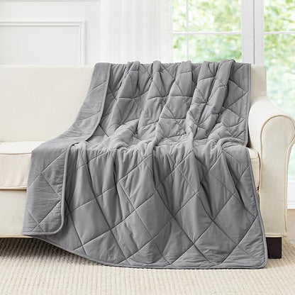 Cozy Bliss Cooling Blanket for Hot Sleepers Twin Size, Q-Max 0.45 Cooling Comfort Throw, Cold Blankets for Night Sweats Sleeping, Ultra-Cool Lightweight Breathable Summer Blanket for Bed, Grey