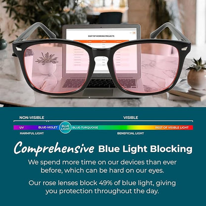 100% Blue Light Blocking Glasses - Better Sleep Anti Eye Strain Protection - Computer Gaming Women Men