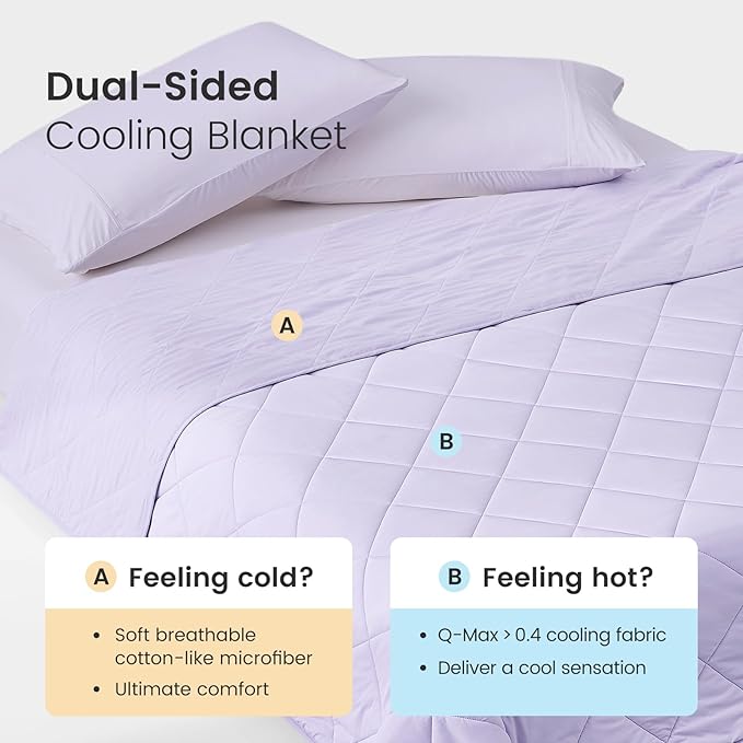Cozy Bliss Cooling Blanket for Hot Sleepers King Size, Q-Max 0.45 Cooling Comfort, Cold Blankets for Night Sweats Sleeping, Ultra-Cool Lightweight Breathable Summer Blanket for Bed, Purple 108"x90"